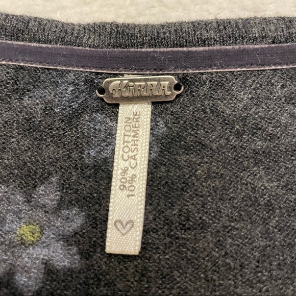 Kirra Cashmere Cotton Blend Gray Floral Sweater.  Size S - Picture 4 of 7